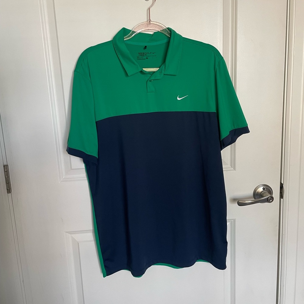 Nike Golf Dri Fit blue green polo shirt